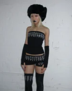 Named Collective Enemy Rhinestone Black Tube Top