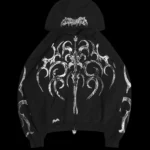 Named Collective Euphoria Distressed Print Chrome Zip Black Hoodie