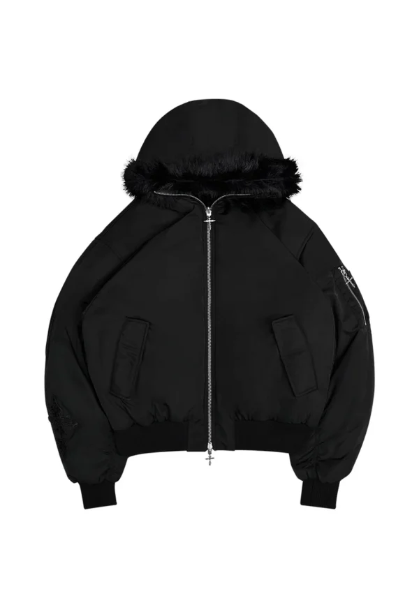 Named Collective Feral Faux Fur Bomber Jacket Black-1