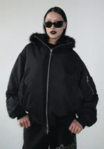 Named Collective Feral Faux Fur Bomber Jacket Black-3
