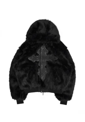 Named Collective Feral Faux Fur Bomber Jacket Black