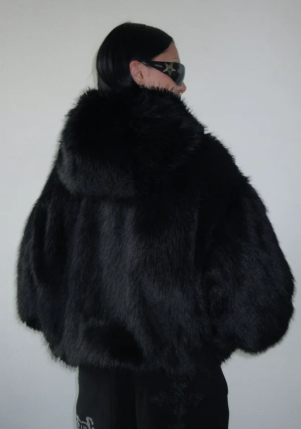 Named Collective Feral Faux Fur Bomber Jacket Black-4