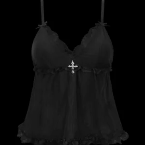 Named Collective Feral Sheer Mesh Black Cami Top