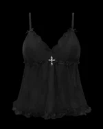 Named Collective Feral Sheer Mesh Cami Black Top