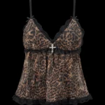 Named Collective Feral Sheer Mesh Cami Leopard Top
