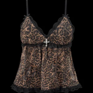 Named Collective Feral Sheer Mesh Leopard Cami Top