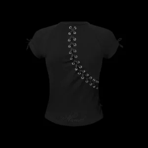 Named Collective Ghost Lace Up Corset Baby Black Tee