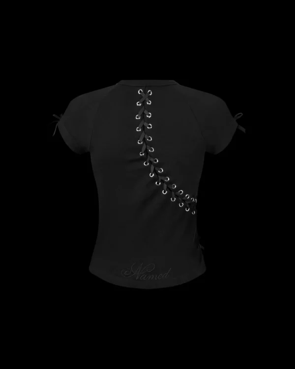 Named Collective Ghost Lace Up Corset Baby Black Tee