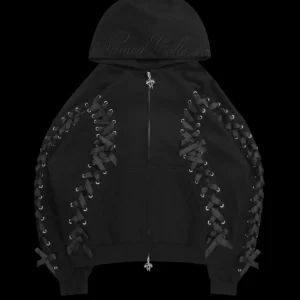 Named Collective Ghost Lace Up Corset Zip Black Hoodie