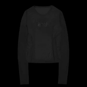 Named Collective Ghost Sheer Mesh Long Sleeve Black Top