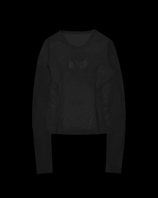 Named Collective Ghost Sheer Mesh Long Sleeve Black Top