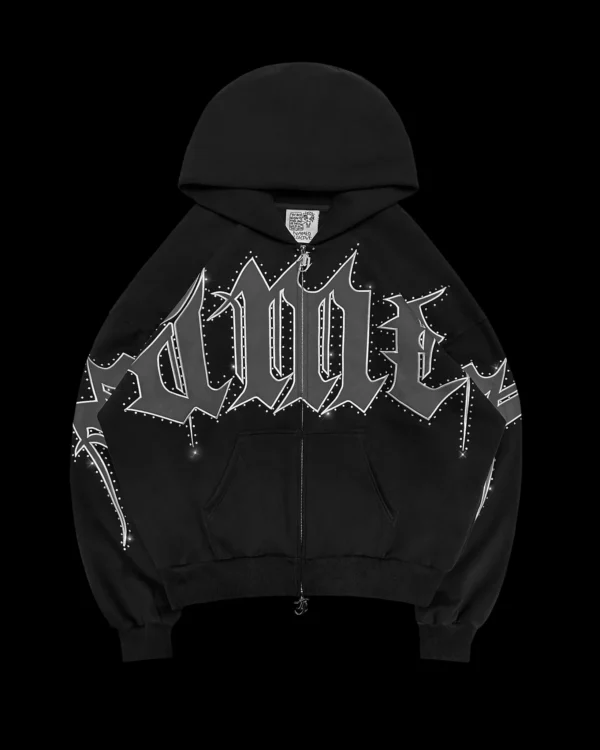 Named Collective Monster Rhinestone Zip Black Hoodie