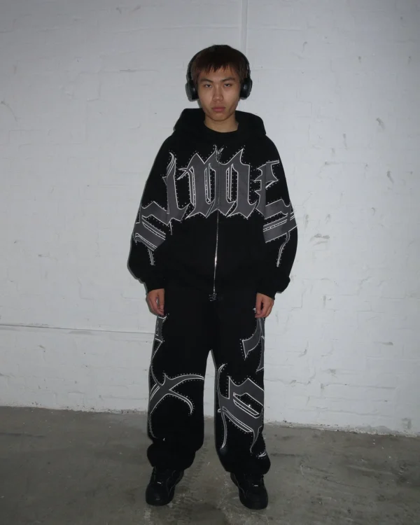 Named Collective Monster Rhinestone Zip Black Hoodie