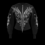 Named Collective Nocturnal Rhinestone Fitted Waist Zip Black Hoodie