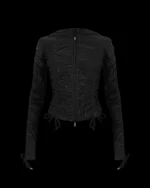 Named Collective Nocturnal Sheer Ruched Sculpt Stretch Zip Black Hoodie