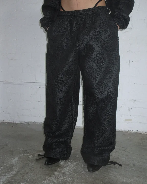 Named Collective Nocturnal Snakeskin Textured Sweatpants Black