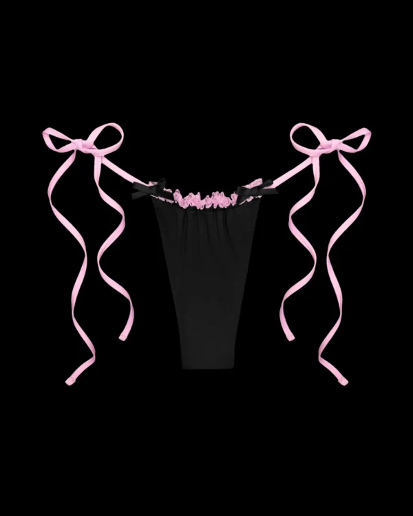 Named Collective Princ355 Lace Ruffle Black Bikini Bottoms