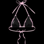 Named Collective Princ355 Lace Ruffle Black Bikini Top