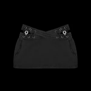 Named Collective Vendetta Lace Up Micro Skirt Black