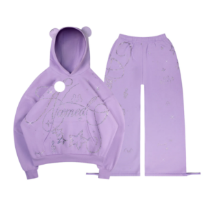 Dreamer Rhinestone Teddy Pullover Tracksuit Lilac