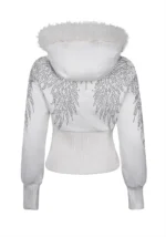 Fallen Faux Fur Reversible Rib Puffer Jacket Baby Pink And White-1