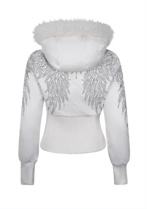 Fallen Faux Fur Reversible Rib Puffer Jacket Baby Pink And White-1