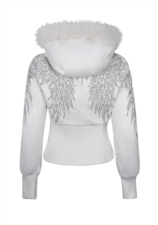 Fallen Faux Fur Reversible Rib Puffer Jacket Baby Pink And White-1
