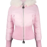 Fallen Faux Fur Reversible Rib Puffer Jacket Baby Pink And White