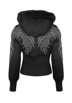 Fallen Faux Fur Reversible Rib Puffer Jacket Black-1