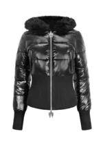 Fallen Faux Fur Reversible Rib Puffer Jacket Black