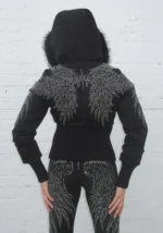 Fallen Faux Fur Reversible Rib Puffer Jacket Black-3