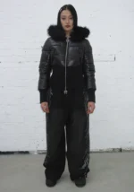 Fallen Faux Fur Reversible Rib Puffer Jacket Black-5