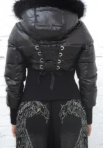 Fallen Faux Fur Reversible Rib Puffer Jacket Black-9