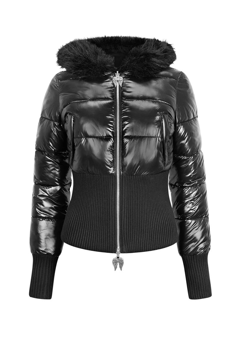 Fallen Faux Fur Reversible Rib Puffer Jacket Black Fallen Faux Fur Reversible Rib Puffer Jacket Black