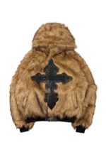 Feral Faux Fur Reversible Bomber Jacket Camo And Natural