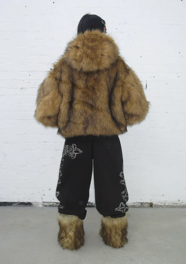 Feral Faux Fur Reversible Bomber Jacket Camo And Natural-3