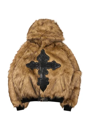 Feral Faux Fur Reversible Bomber Jacket Camo And Natural