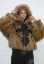 Feral Faux Fur Reversible Bomber Jacket Camo And Natural-5