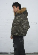 Feral Faux Fur Reversible Bomber Jacket Camo And Natural-7