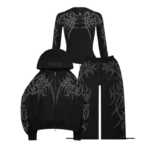 Haunt Studded Zip Tracksuit Set Black