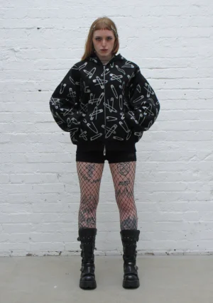 Heist Rhinestone Safety Pin Black Tracksuit-1