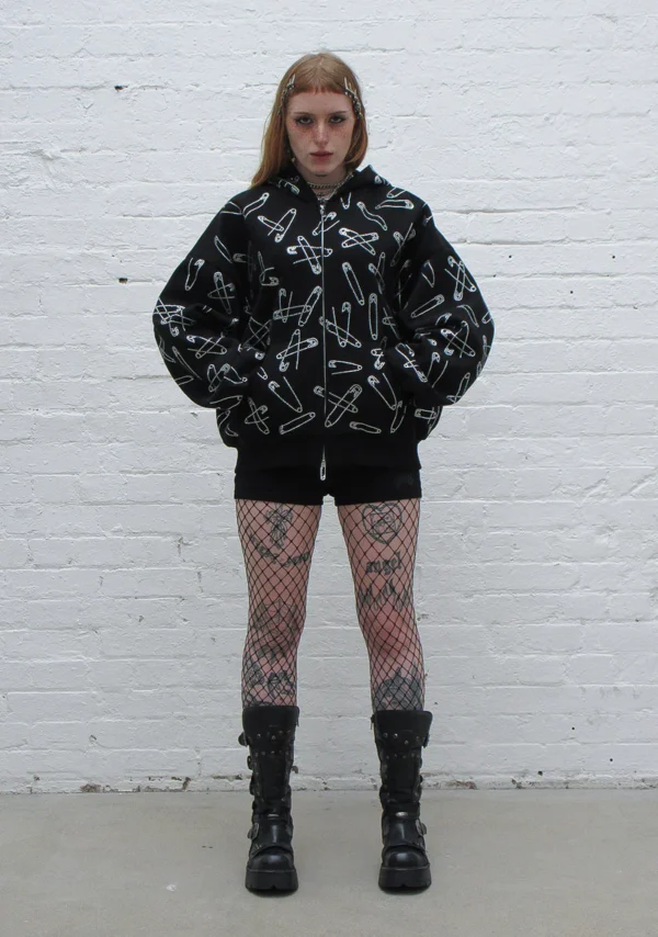 Heist Rhinestone Safety Pin Black Tracksuit-1