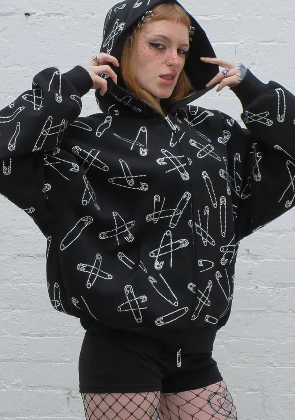 Heist Rhinestone Safety Pin Black Tracksuit-2
