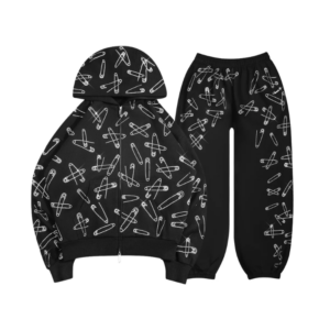 Heist Rhinestone Safety Pin Black Tracksuit