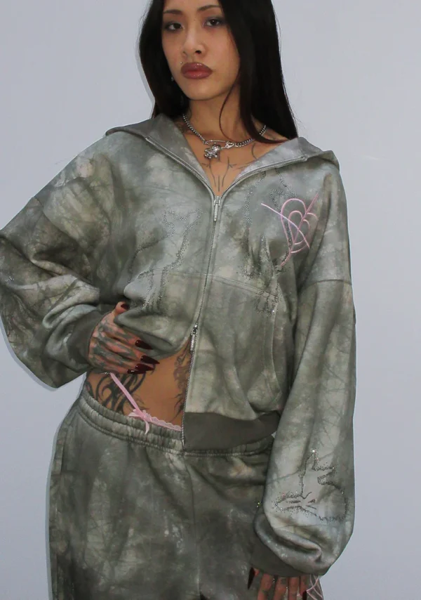 Lovestruck Rhinestone ZIP Camo Tracksuit-1