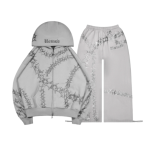 Omen Rhinestone ZIP Tracksuit Smoke Grey