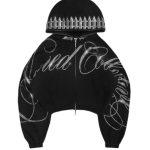 Enemy Rhinestone Crop Zip Black Tracksuit