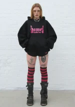 Accepting Tips Glitter Logo Pullover Hoodie Black-1