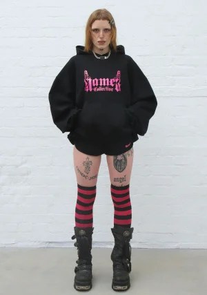 Accepting Tips Glitter Logo Pullover Hoodie Black-1