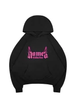 Accepting Tips Glitter Logo Pullover Hoodie Black